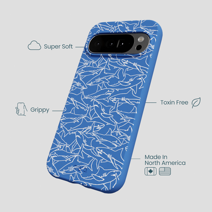 Electric Blue Shark Frenzy Google Pixel 10 Pro XL Case