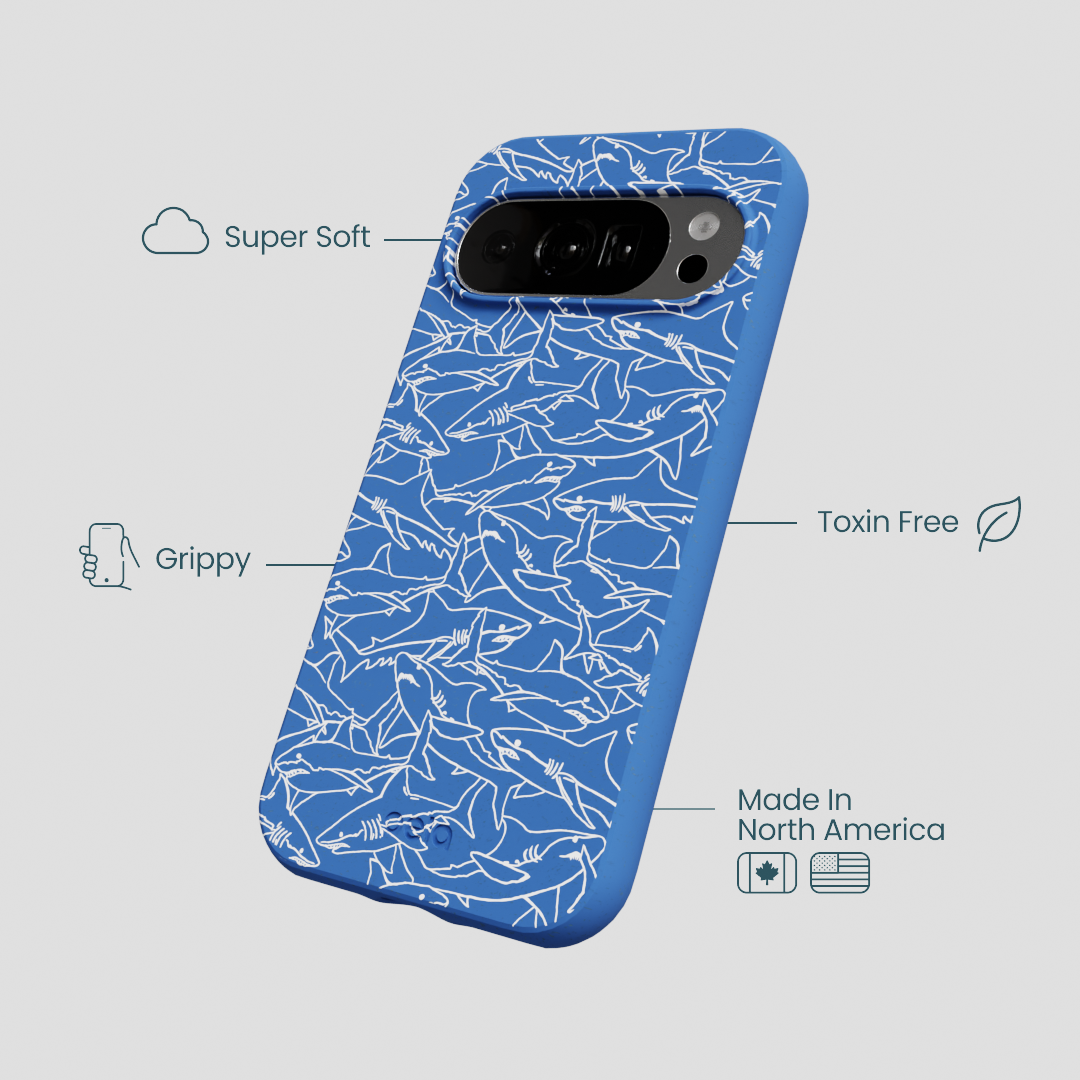 Electric Blue Shark Frenzy Google Pixel 10/10 Pro Case