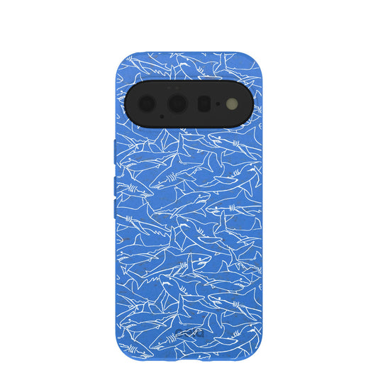 Electric Blue Shark Frenzy Google Pixel 11 Case