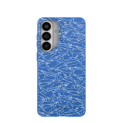 Electric Blue Shark Frenzy Samsung Galaxy S26+(Plus) Case