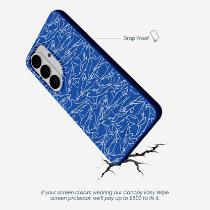 Electric Blue Shark Frenzy Samsung Galaxy S26 Case