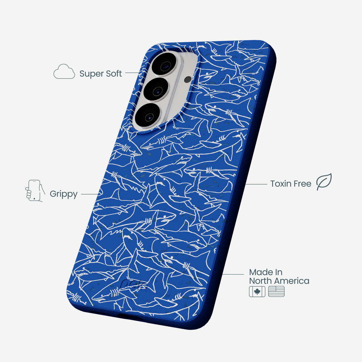 Electric Blue Shark Frenzy Samsung Galaxy S26 Case