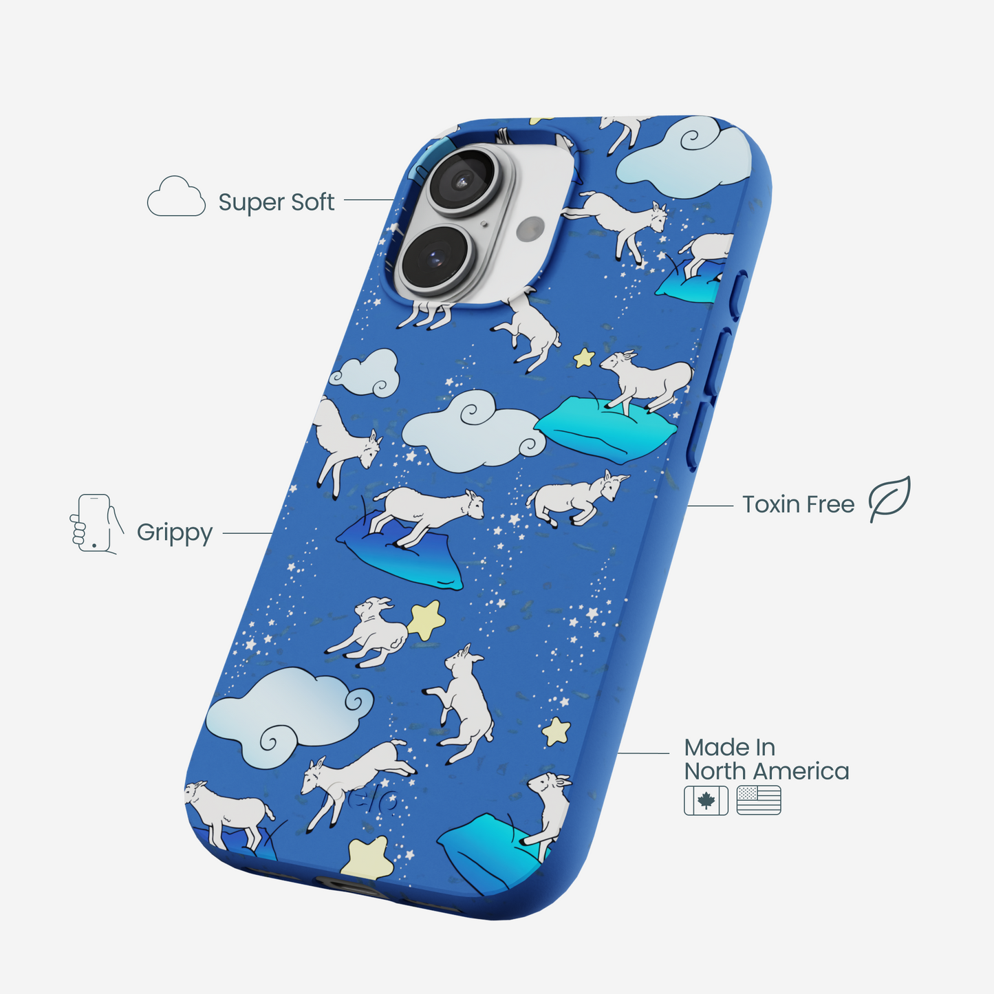 Electric Blue Sheep Dreamers iPhone 17 Case