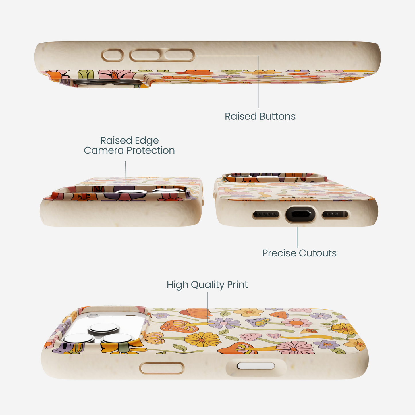 Seashell Shrooms and Blooms iPhone 17 Pro Case
