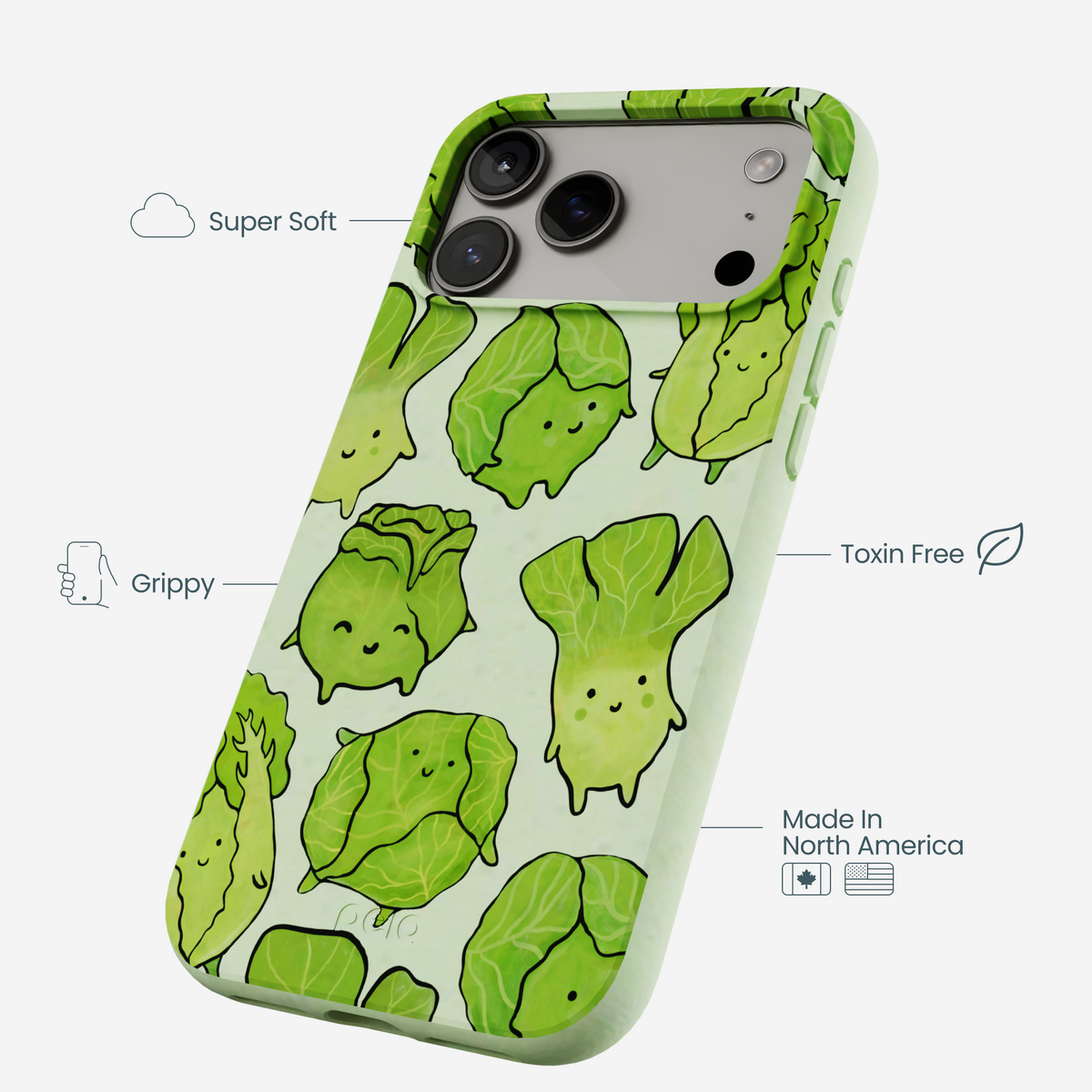 Sage Green Silly Cabbage iPhone 17 Pro Max Case