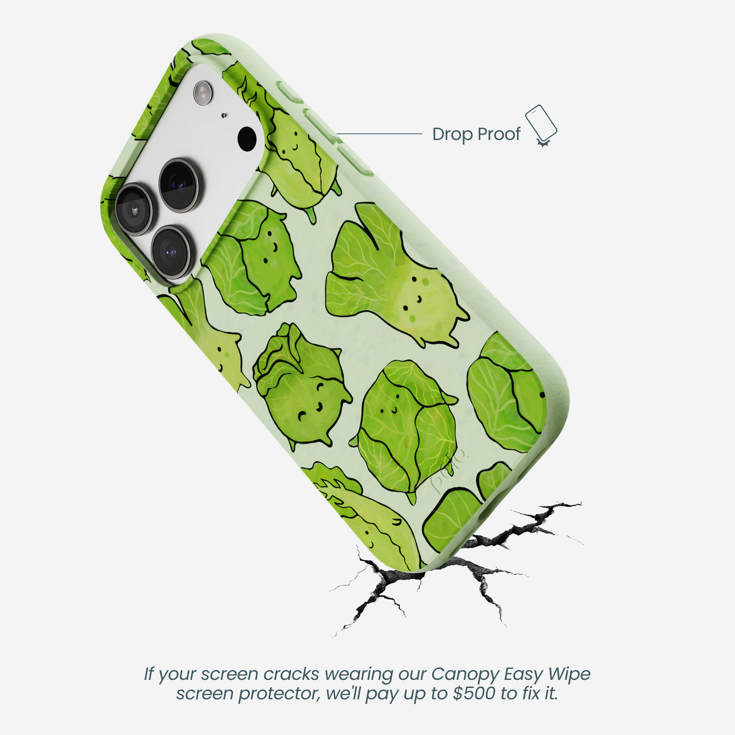 Sage Green Silly Cabbage iPhone 17 Pro Case