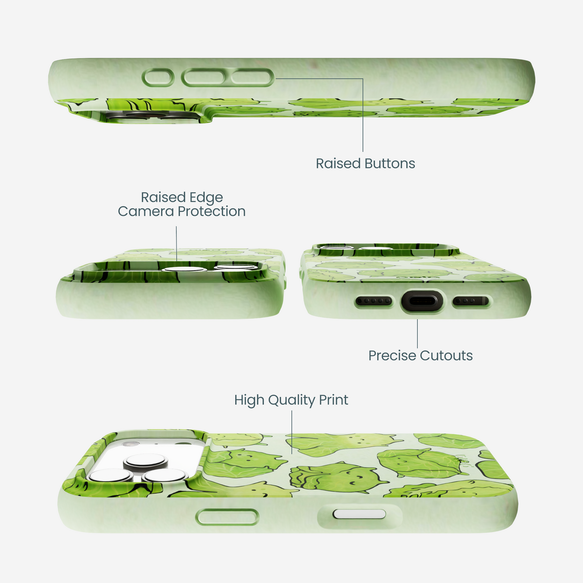 Sage Green Silly Cabbage iPhone 17 Pro Case