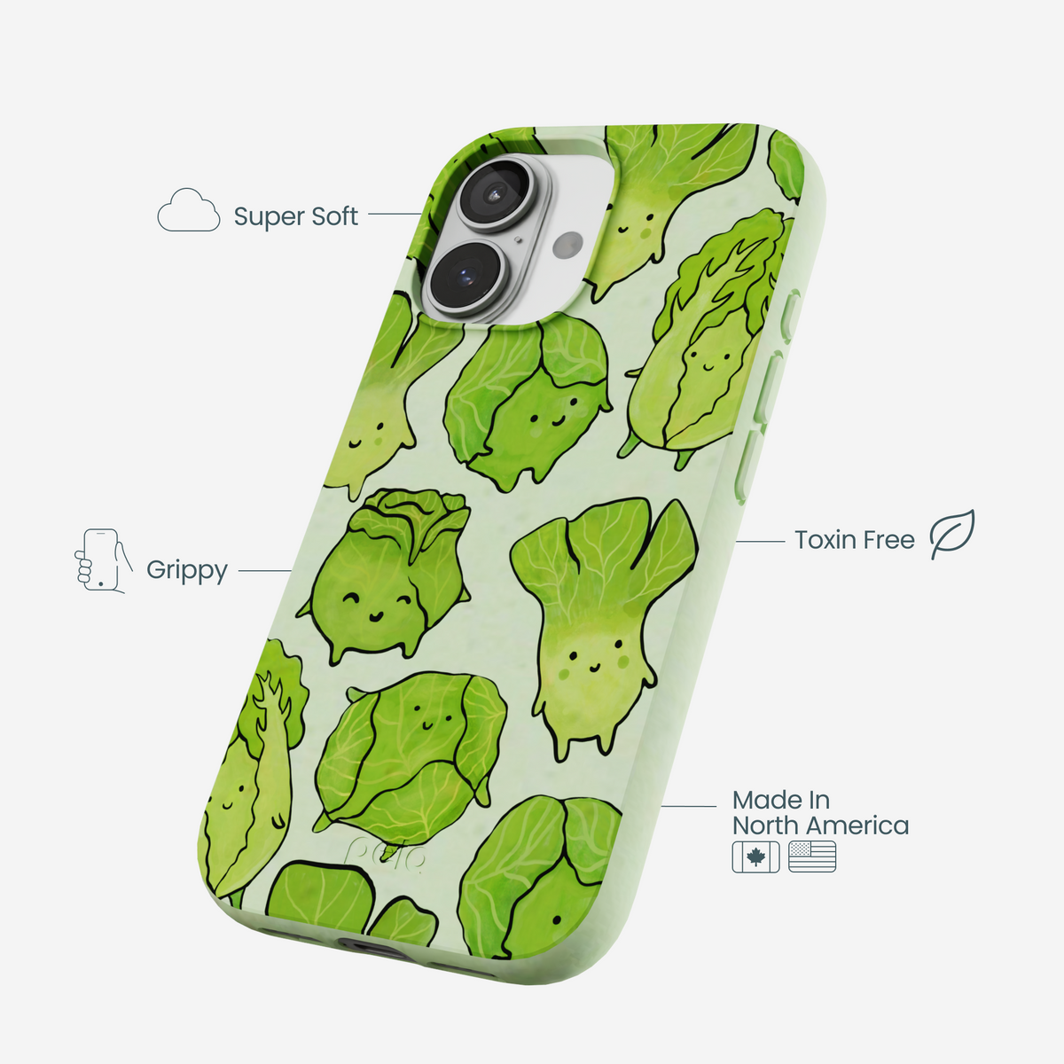 Sage Green Silly Cabbage iPhone 17 Case