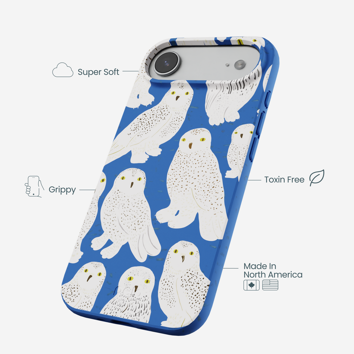 Electric Blue Snowy Owls iPhone Air Case