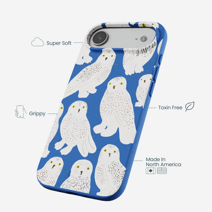 Electric Blue Snowy Owls iPhone Air Case