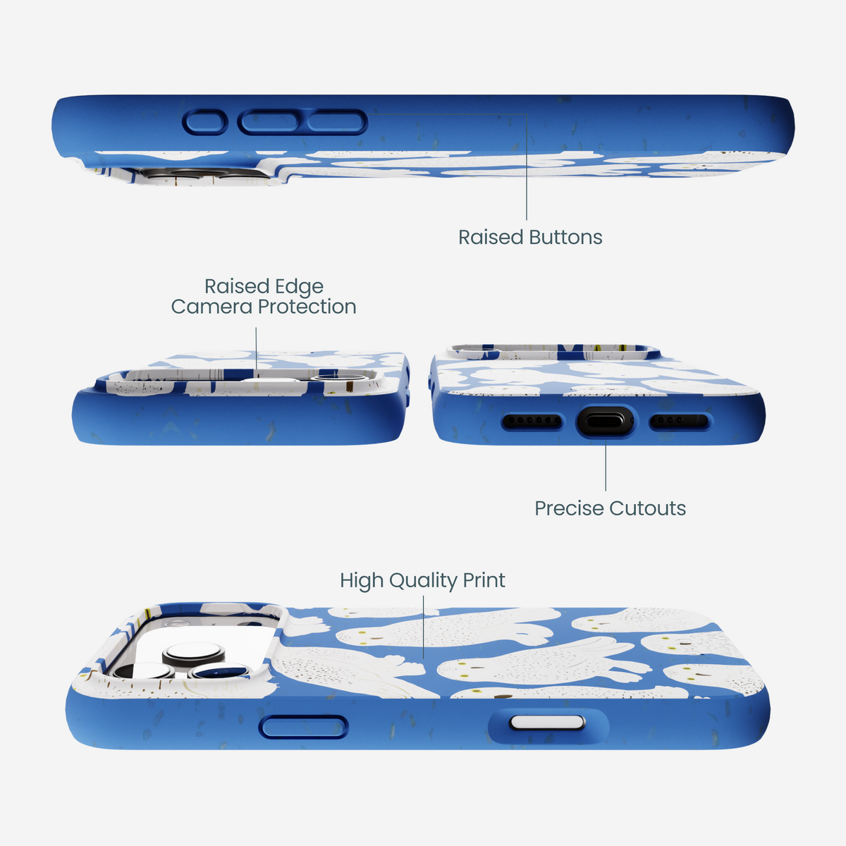 Electric Blue Snowy Owls iPhone 17 Pro Max Case