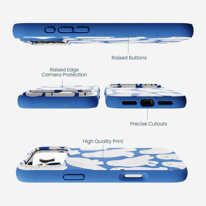 Electric Blue Snowy Owls iPhone 17 Pro Max Case