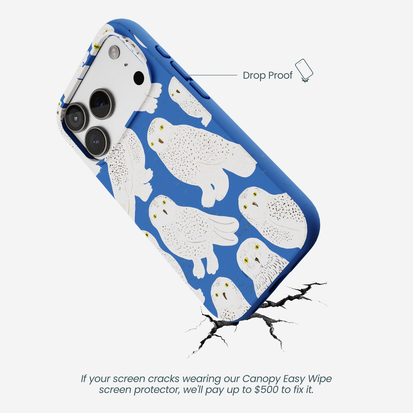 Electric Blue Snowy Owls iPhone 17 Pro Case