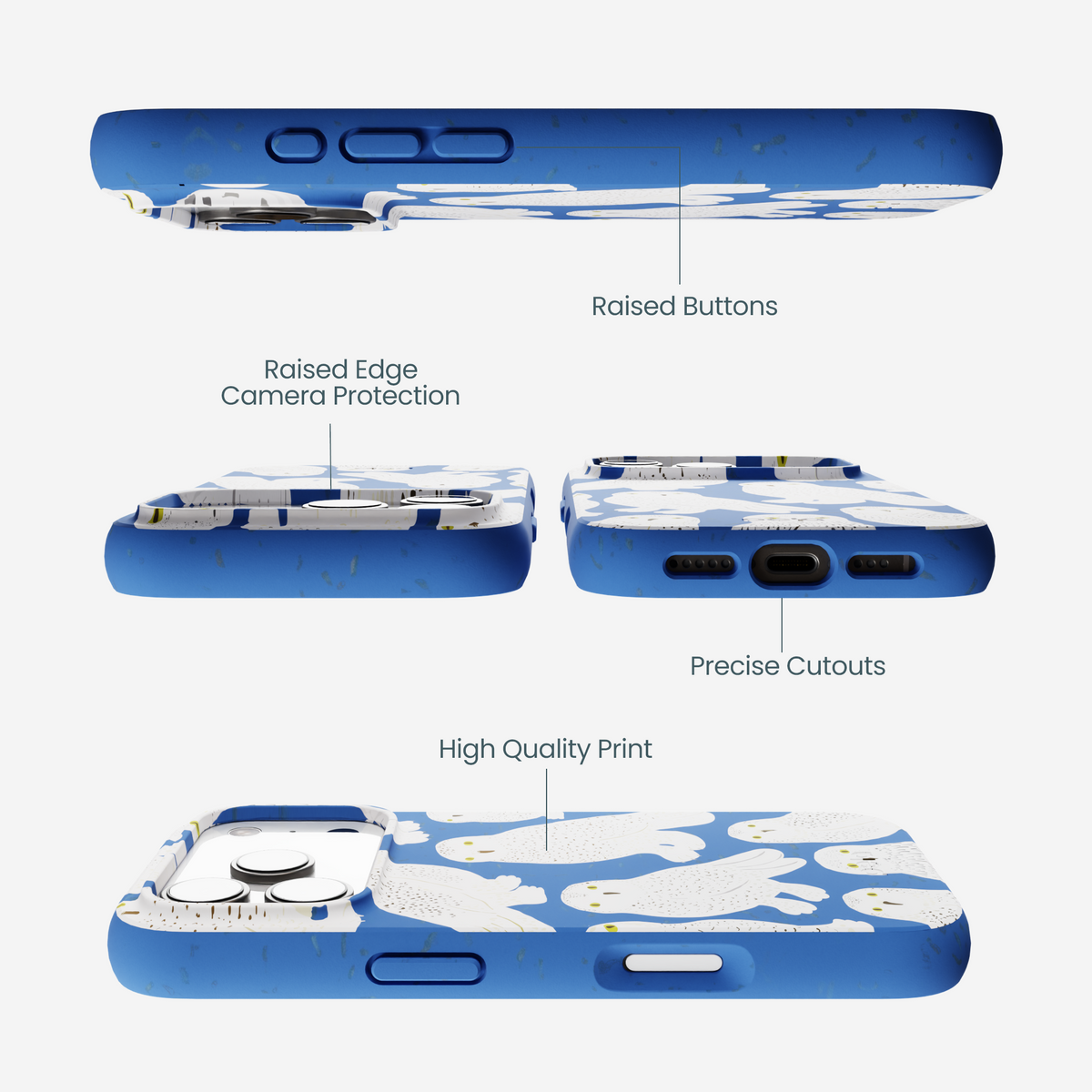 Electric Blue Snowy Owls iPhone 17 Pro Case
