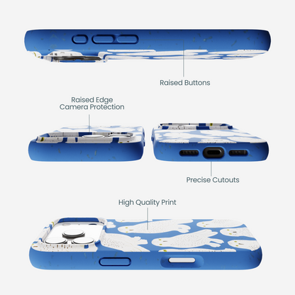 Electric Blue Snowy Owls iPhone 17 Pro Case
