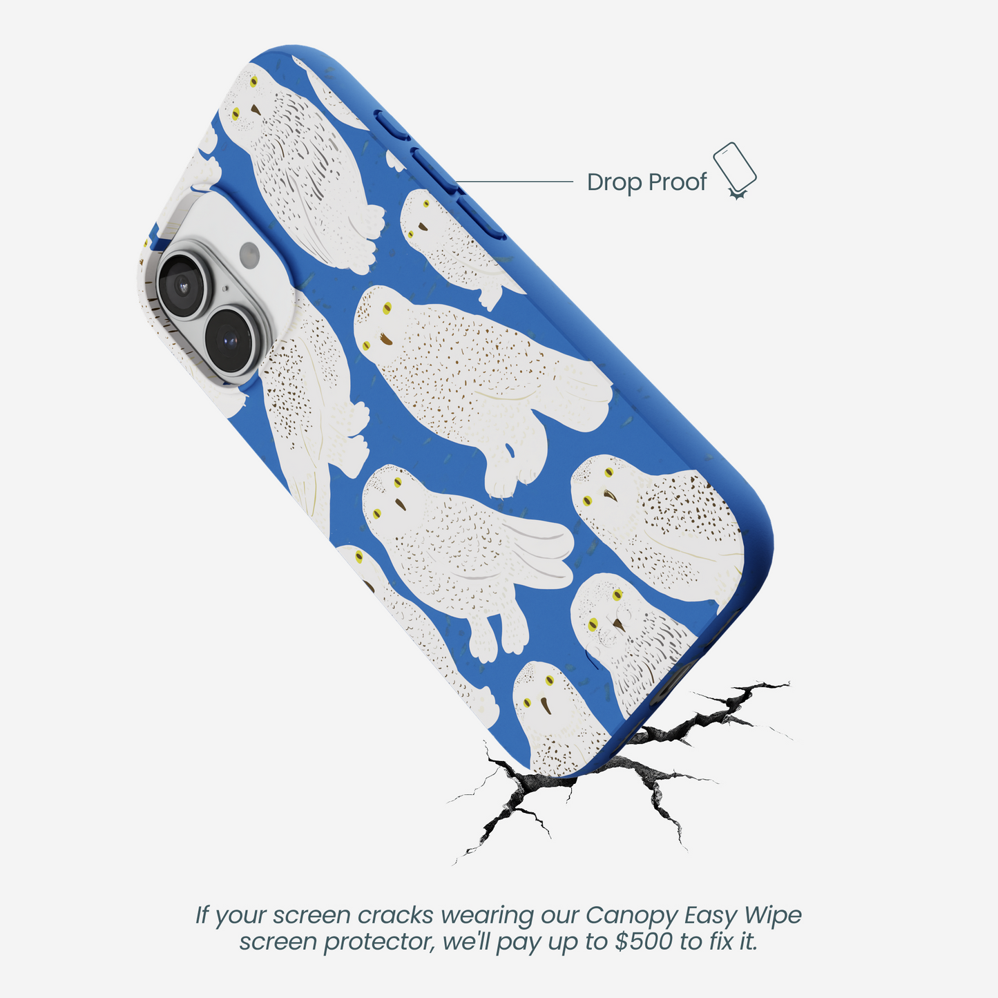Electric Blue Snowy Owls iPhone 17 Case