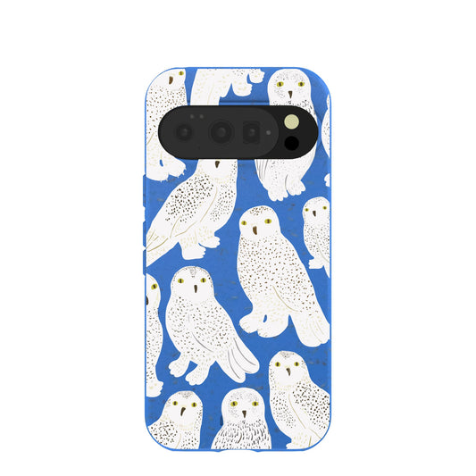 Electric Blue Snowy Owls Google Pixel 10/10 Pro Case