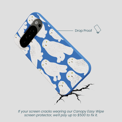 Electric Blue Snowy Owls Google Pixel 10/10 Pro Case