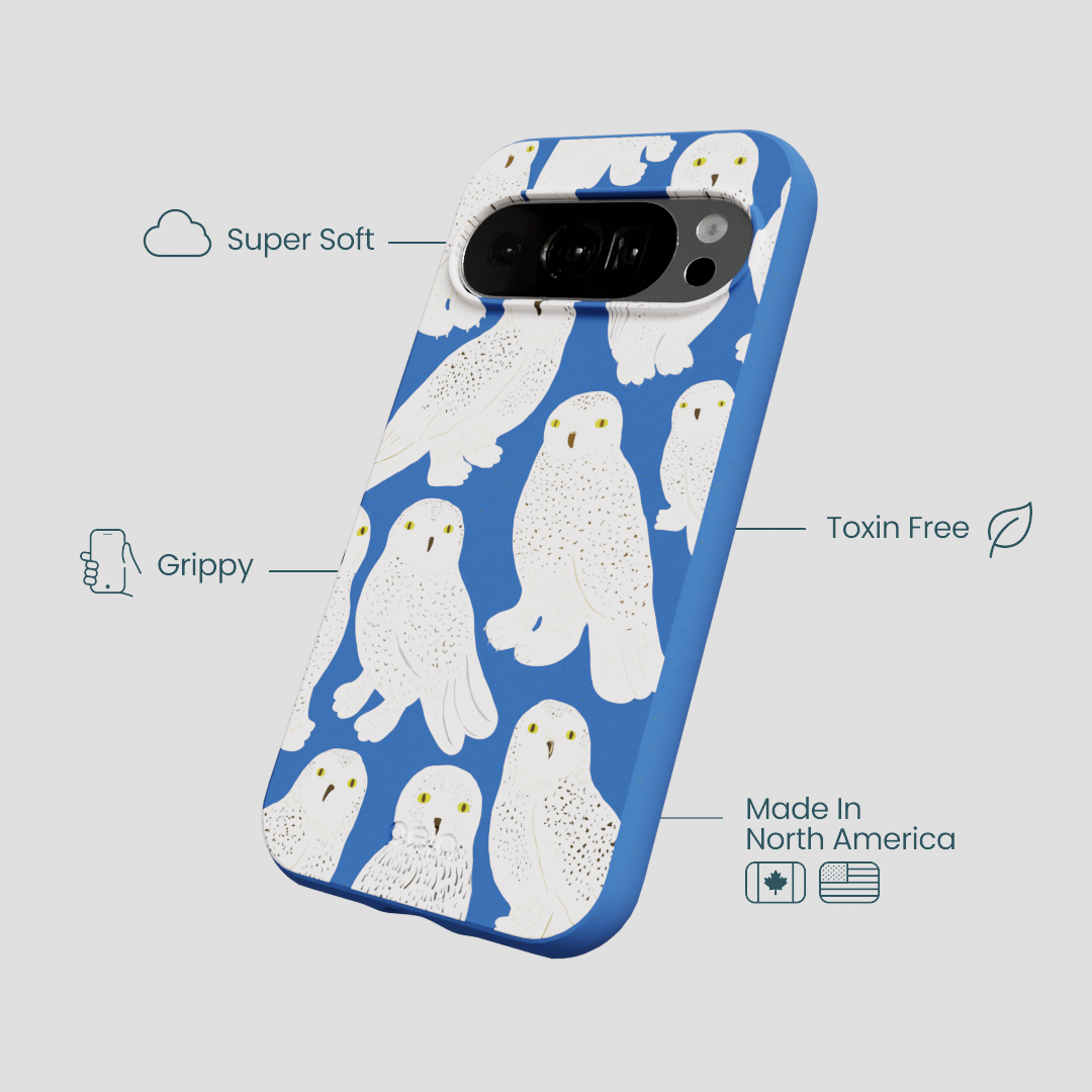 Electric Blue Snowy Owls Google Pixel 10/10 Pro Case