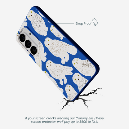 Electric Blue Snowy Owls Samsung Galaxy S26 Case