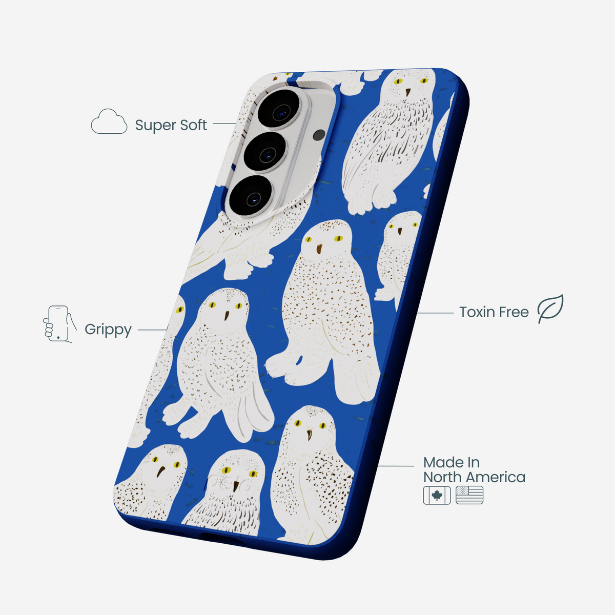 Electric Blue Snowy Owls Samsung Galaxy S26 Case