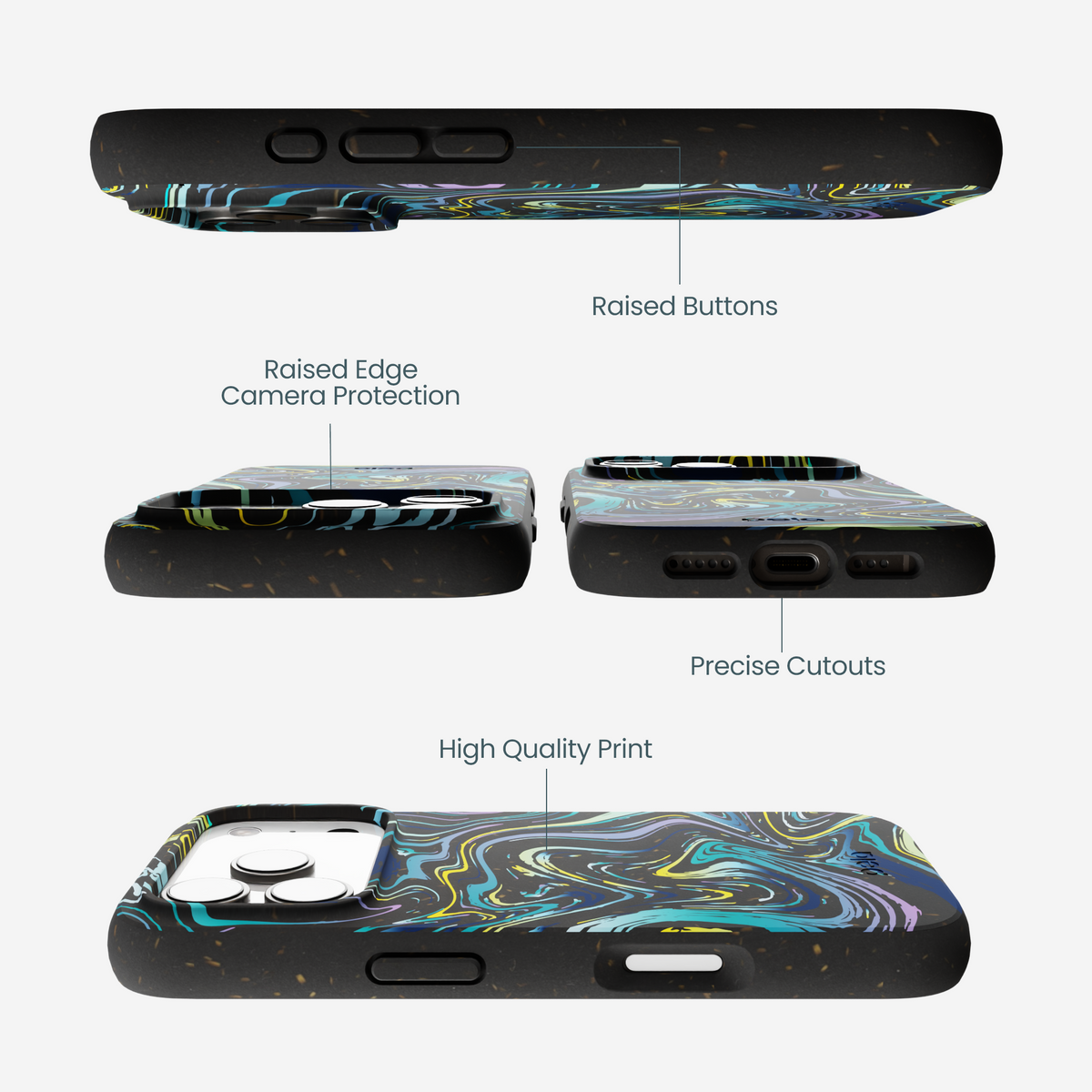 Black Space Waves iPhone 17 Pro Case