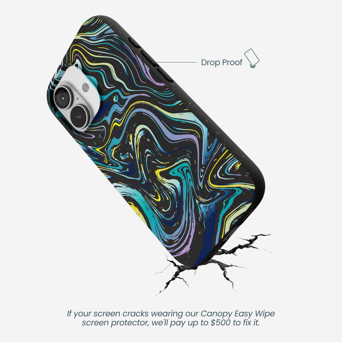 Black Space Waves iPhone 17 Case