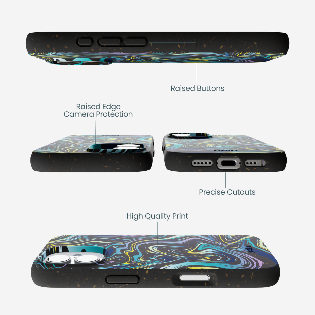 Black Space Waves iPhone 17 Case