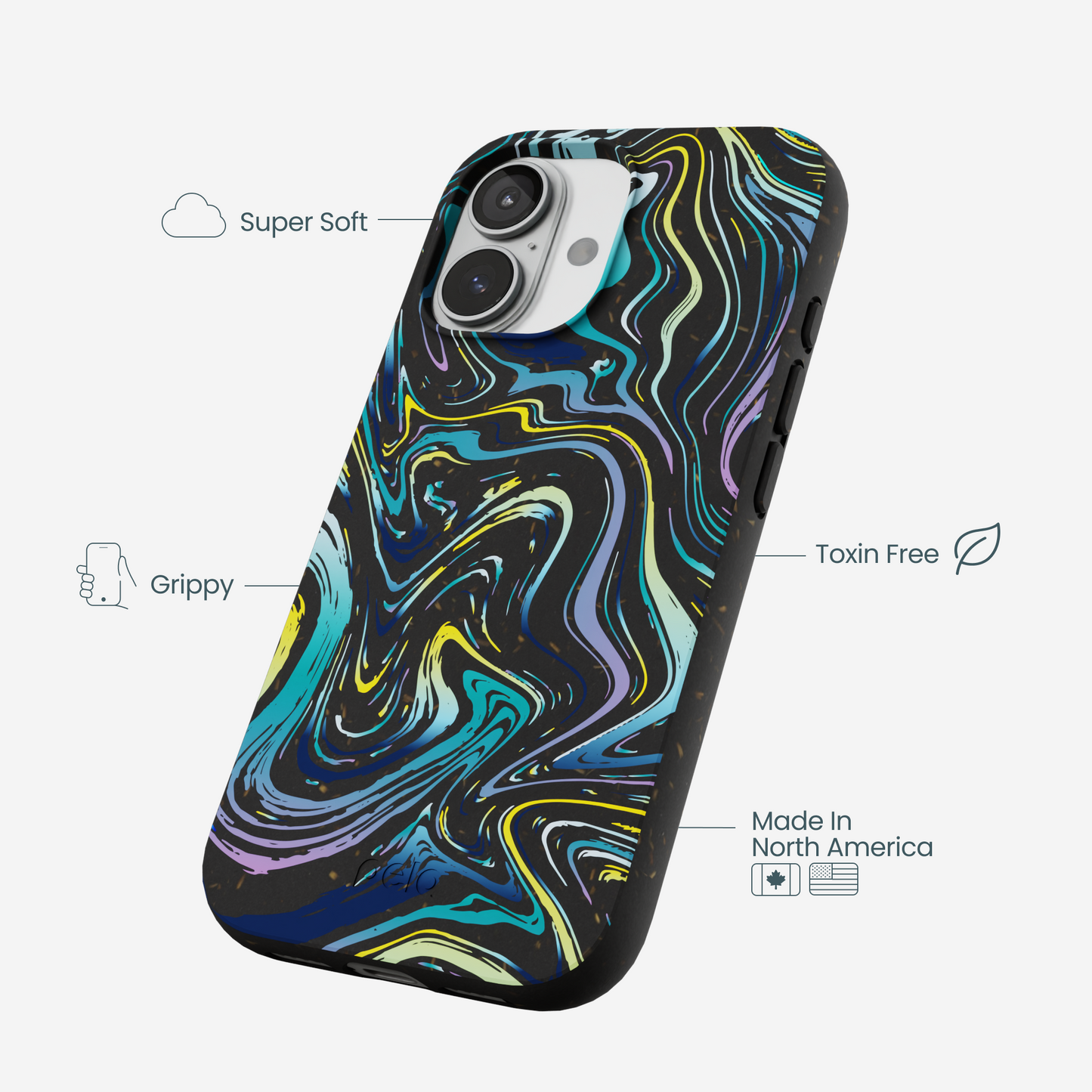 Black Space Waves iPhone 17 Case