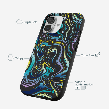 Black Space Waves iPhone 17 Case