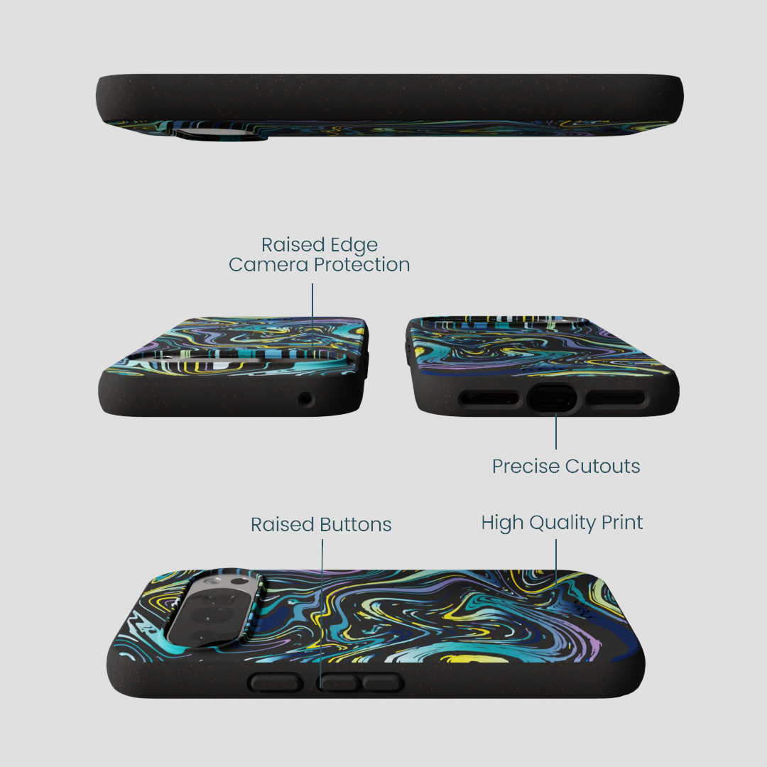 Black Space Waves Google Pixel 10/10 Pro Case