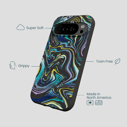 Black Space Waves Google Pixel 10/10 Pro Case