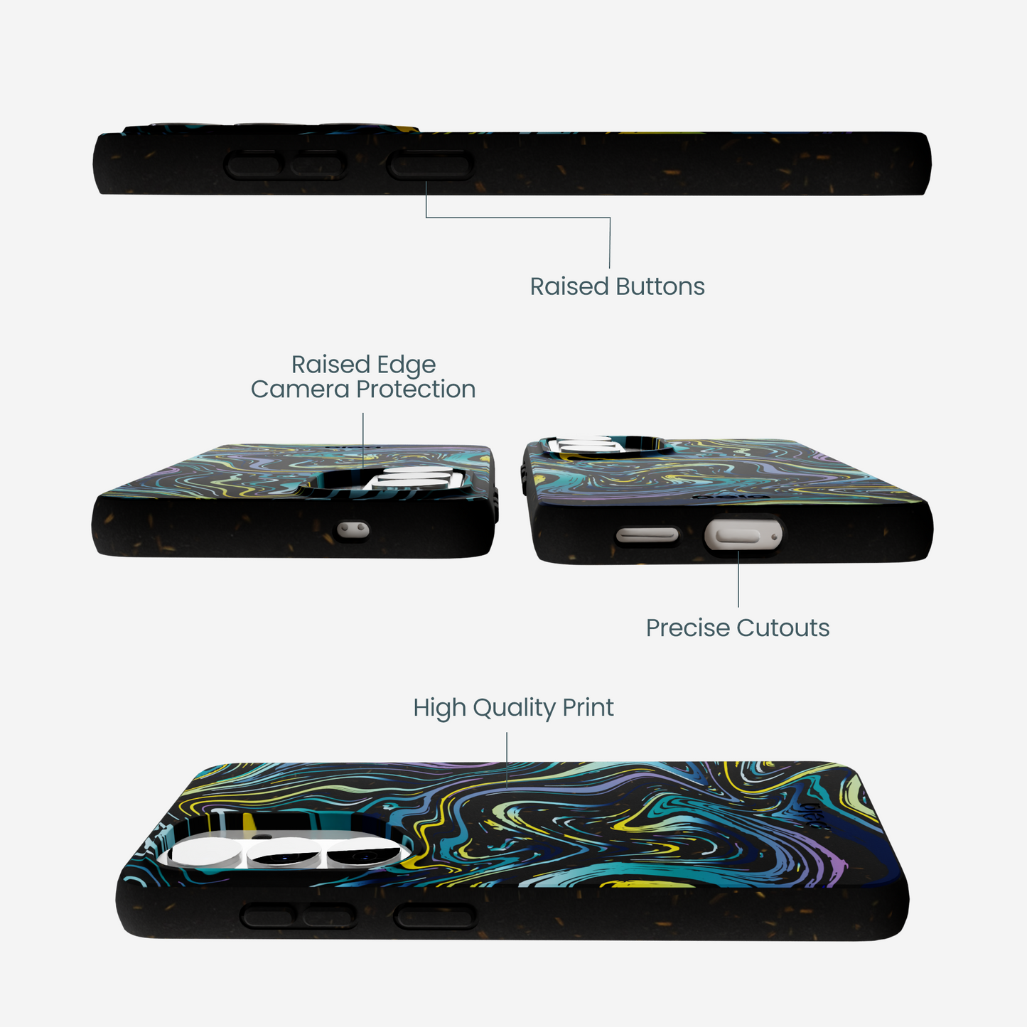 Black Space Waves Samsung Galaxy S26 Case