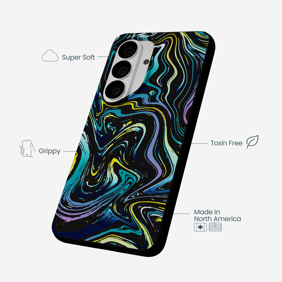 Black Space Waves Samsung Galaxy S26 Case