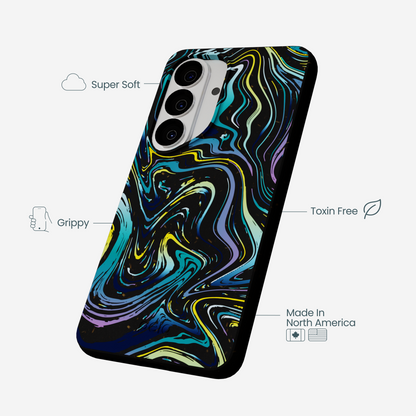 Black Space Waves Samsung Galaxy S26 Case