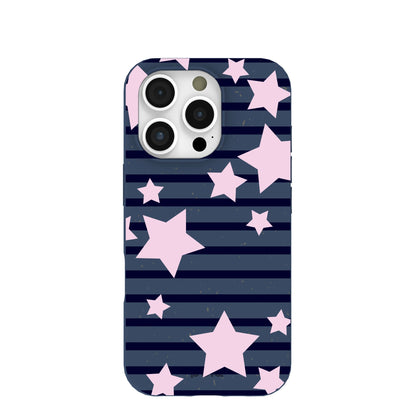 Navy Blue Star Girl Blush iPhone 16 Pro Case