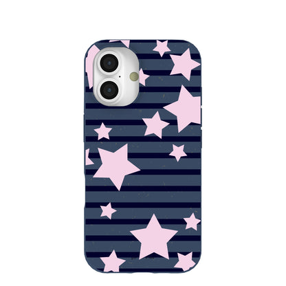Navy Blue Star Girl Blush iPhone 16 Case