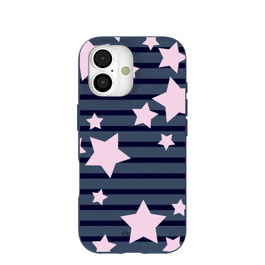 Navy Blue Star Girl Blush iPhone 17 Case