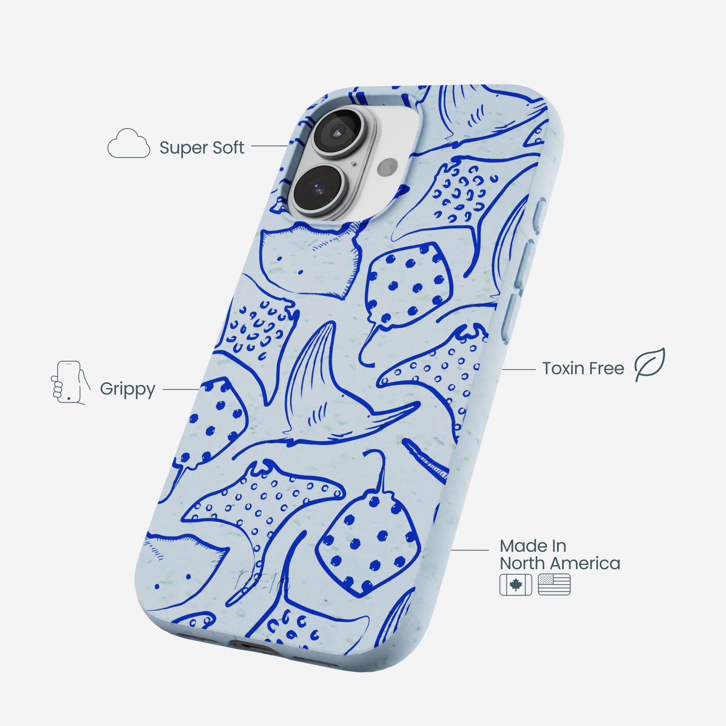 Powder Blue Stingray Fever iPhone 17 Case