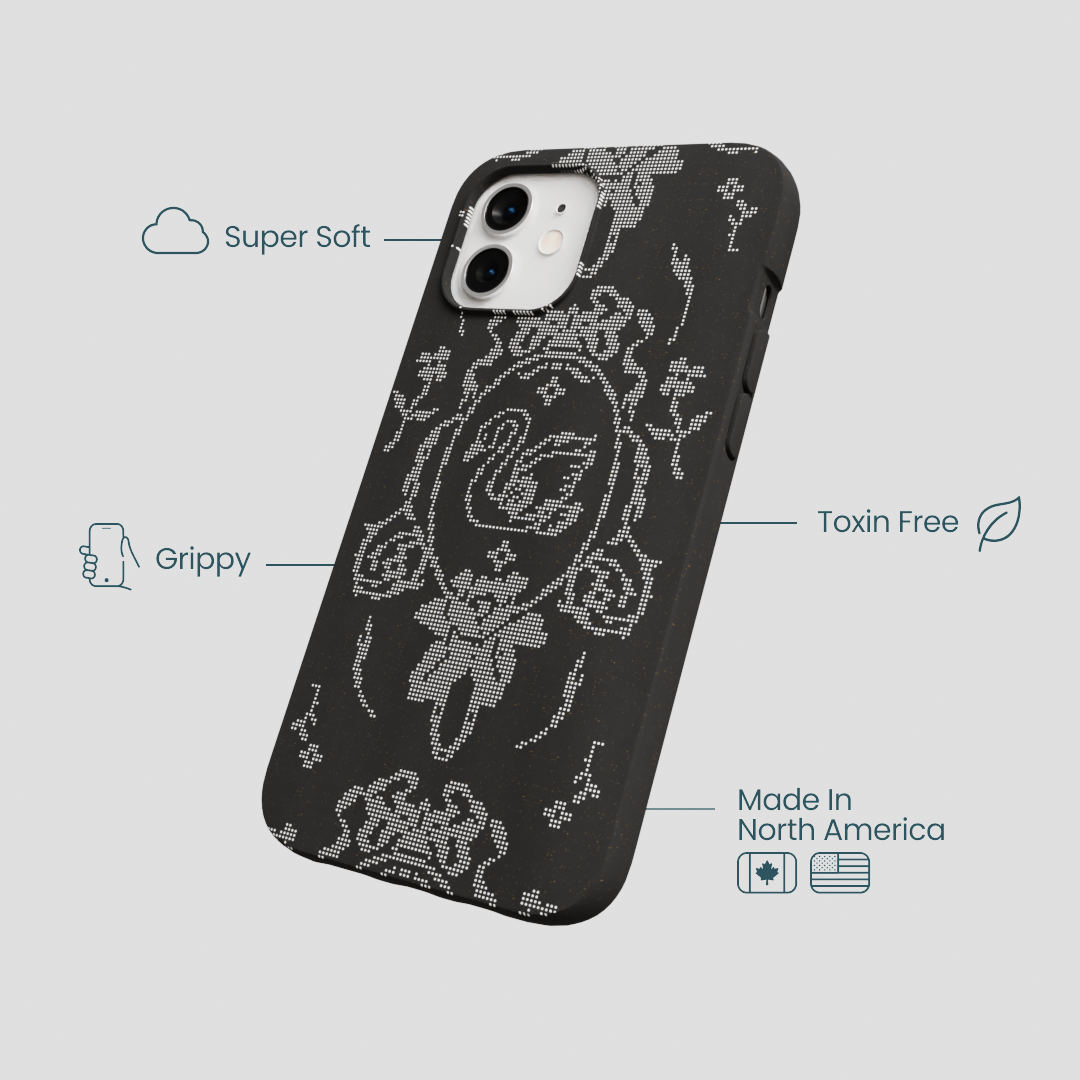 Black Studded Swan iPhone 12/ iPhone 12 Pro Case