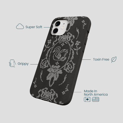 Black Studded Swan iPhone 12/ iPhone 12 Pro Case