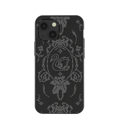 Black Studded Swan iPhone 13 Mini Case