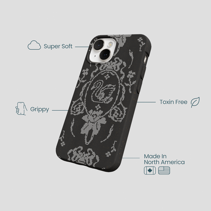 Black Studded Swan iPhone 13 Mini Case