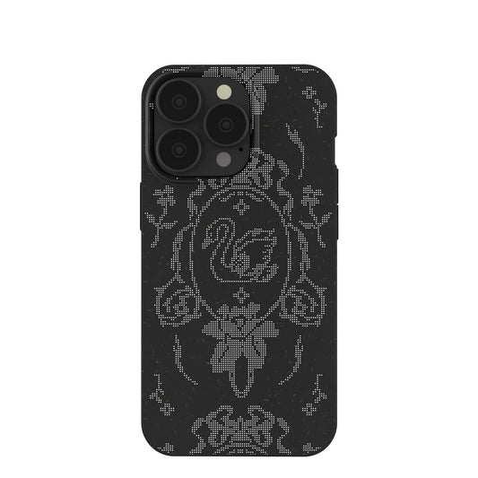 Black Studded Swan iPhone 13 Pro Case