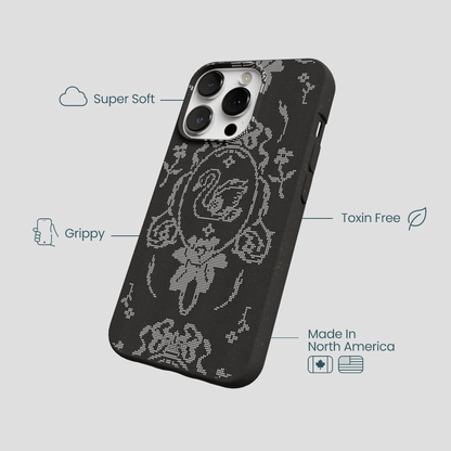 Black Studded Swan iPhone 13 Pro Case