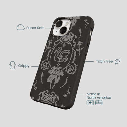Black Studded Swan iPhone 13 Case