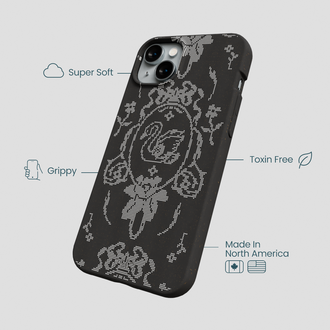 Black Studded Swan iPhone 14 Plus Case