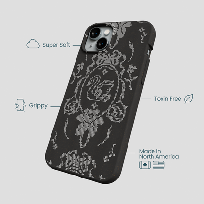 Black Studded Swan iPhone 14 Plus Case