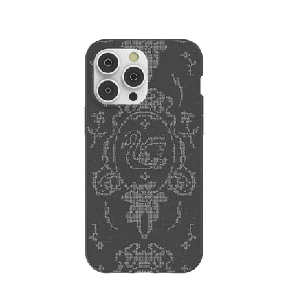 Black Studded Swan iPhone 14 Pro Max Case