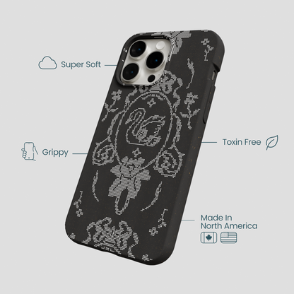 Black Studded Swan iPhone 14 Pro Max Case